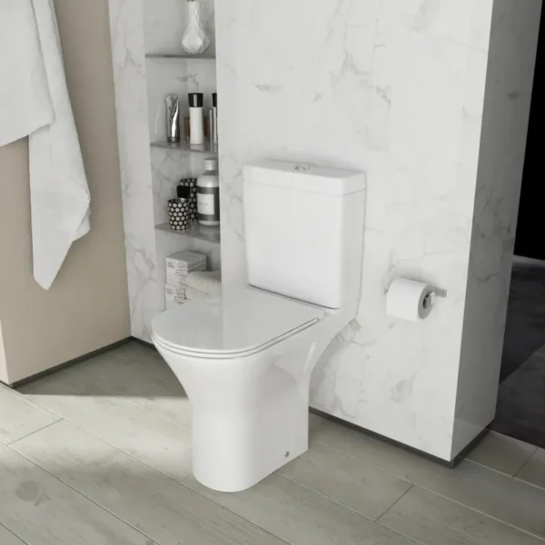 Patello Comfort Height Toilet with Thin Seat: Open Back, Rimless, and Close Coupled - Image 4