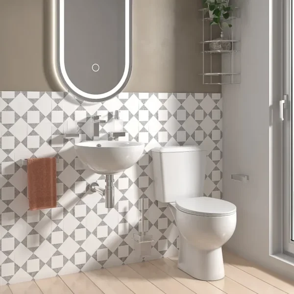 Nurak Wall Hung Basin and Toilet Set with Optional Chrome Tap