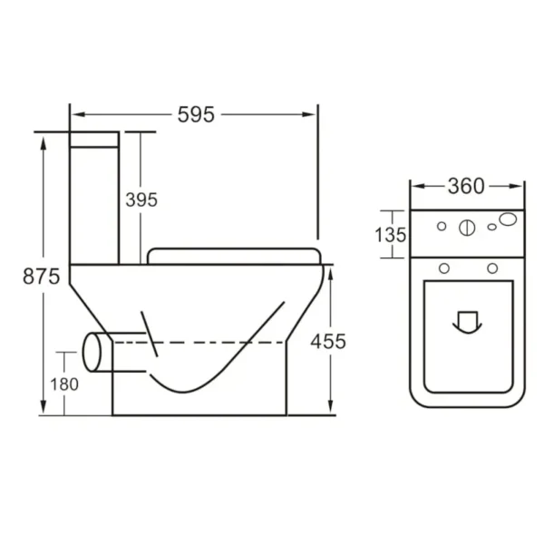 Nurak Comfort Height Close Coupled Toilet Open Back - Image 2